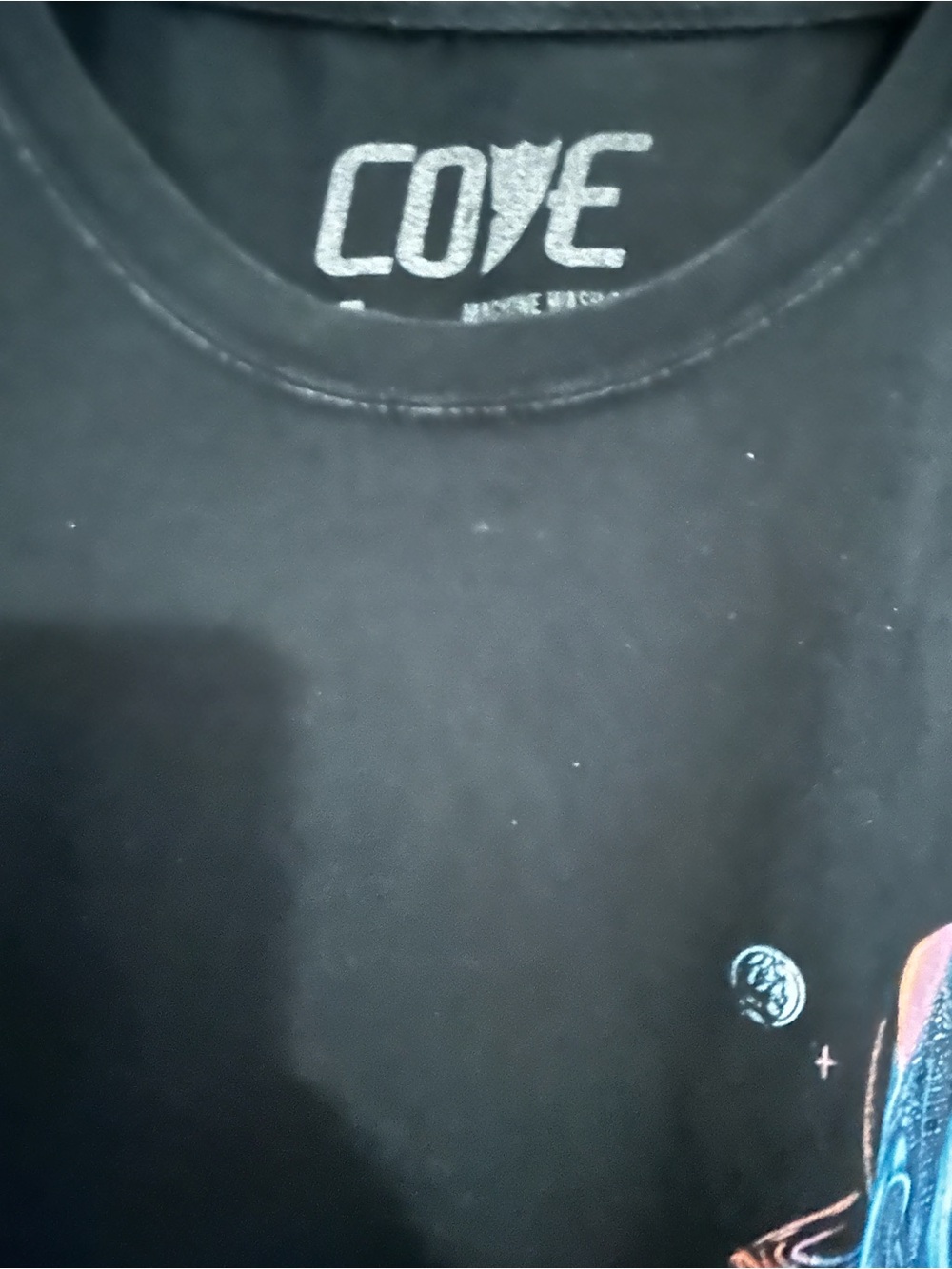 Cove Black Short-Sleeve Tee with Small Colorful Graphic
